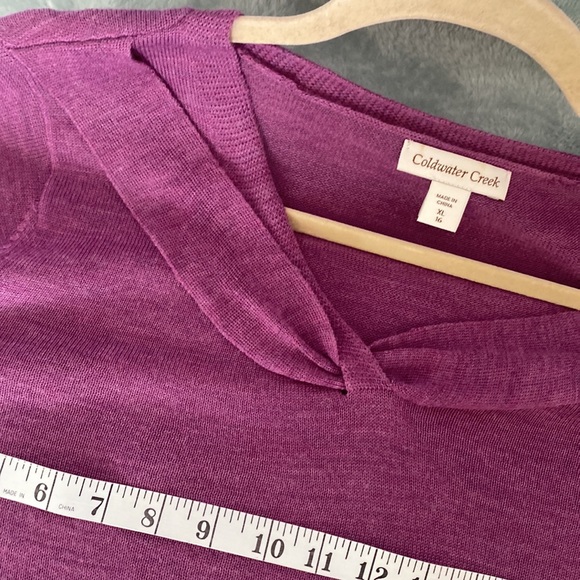 Cold water Creek purplish pink 50% wool V type neckline sweater - Picture 12 of 14